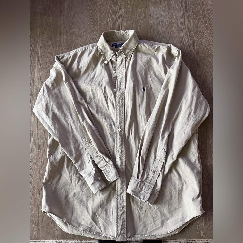 Ralph Lauren Men’s Long-Sleeve 100% cotton Button-Down Shirt - Khaki
